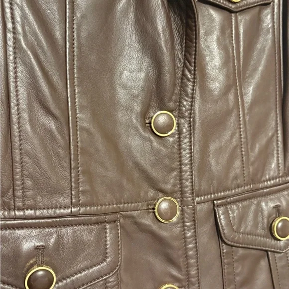Tory Burch Dark Brown Leather Jacket - Picture 10 of 11